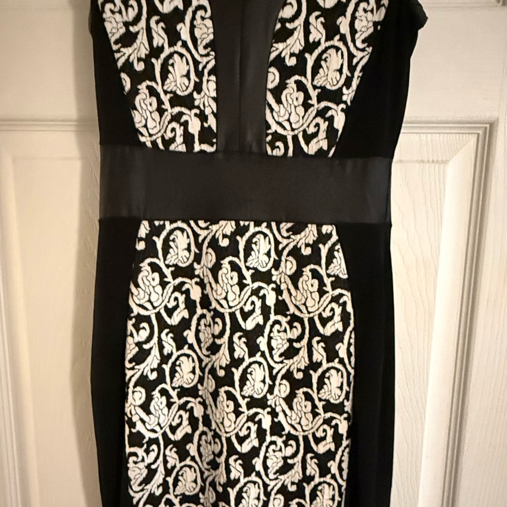 AKIRA Red Label Black and White Floral Midi Dress